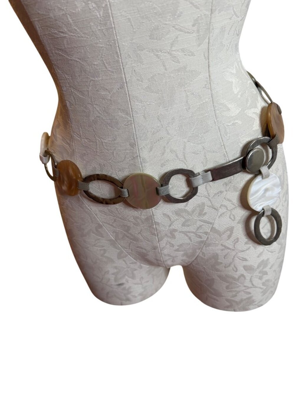 Suzi Roher Womens Silver Tone Discs Bohemian Circle-link Waist Belt OS Vintage